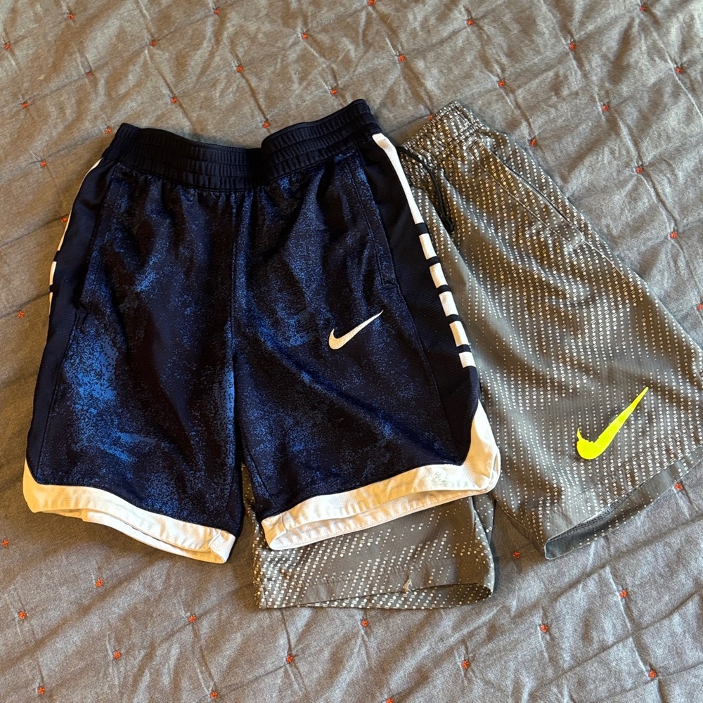 Nike Boys' Two-Pack Athletic Shorts in Navy, Gray and Neon Yellow